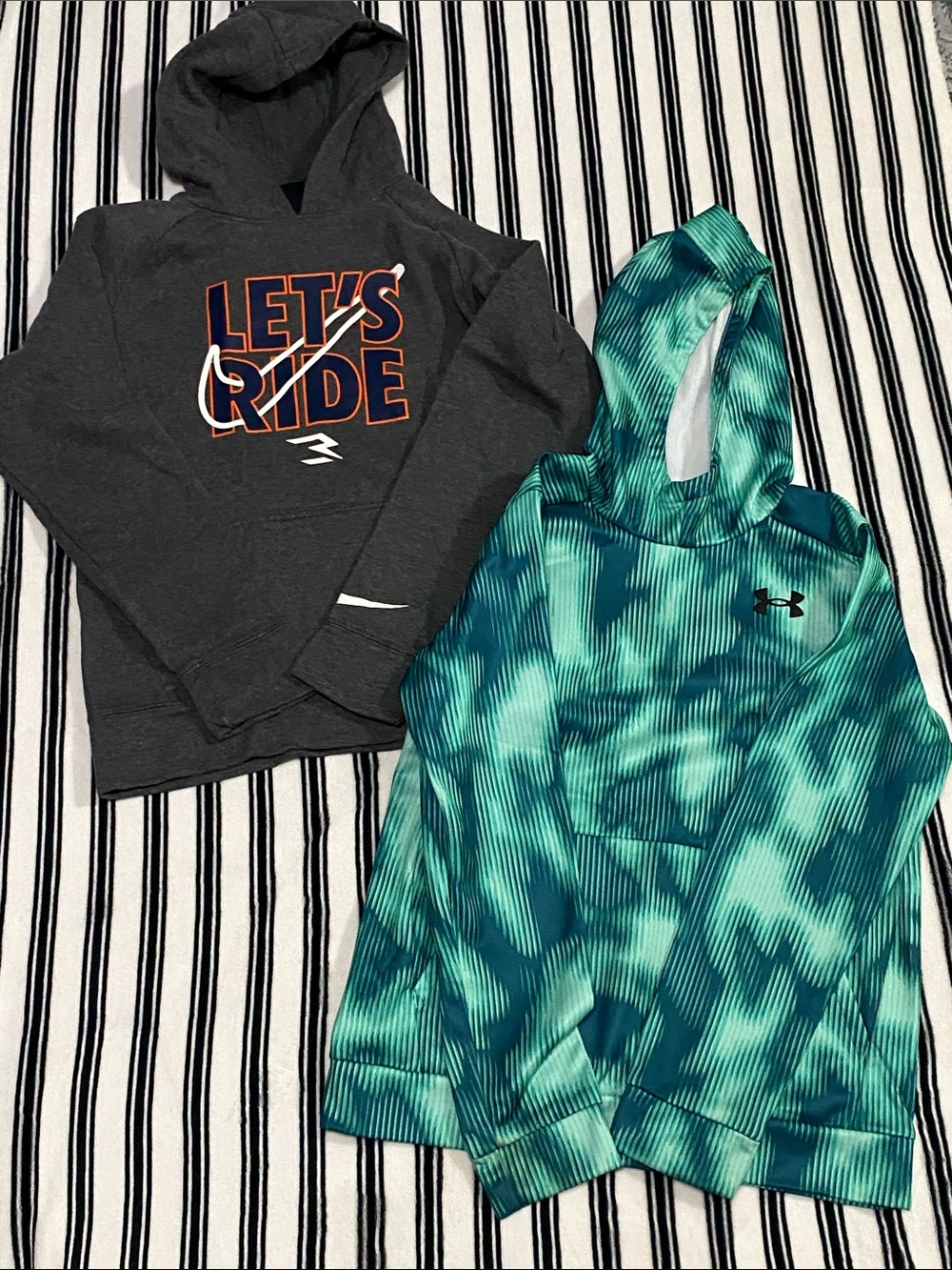Under Armour & Nike Bundle Boys' Teal & Dark Gray Hoodies- Youth Large